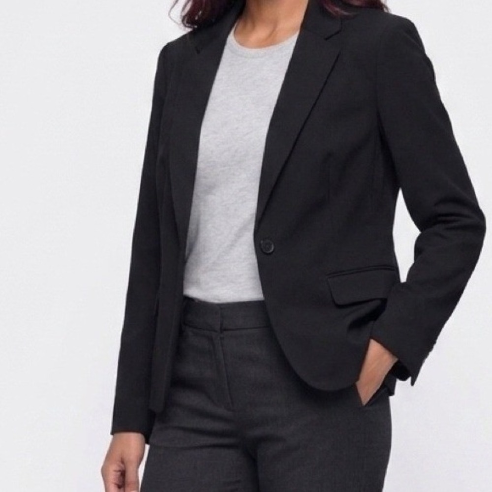 Merona Blazer Women 8 Black One Button Professional Suit Jacket RN17730
